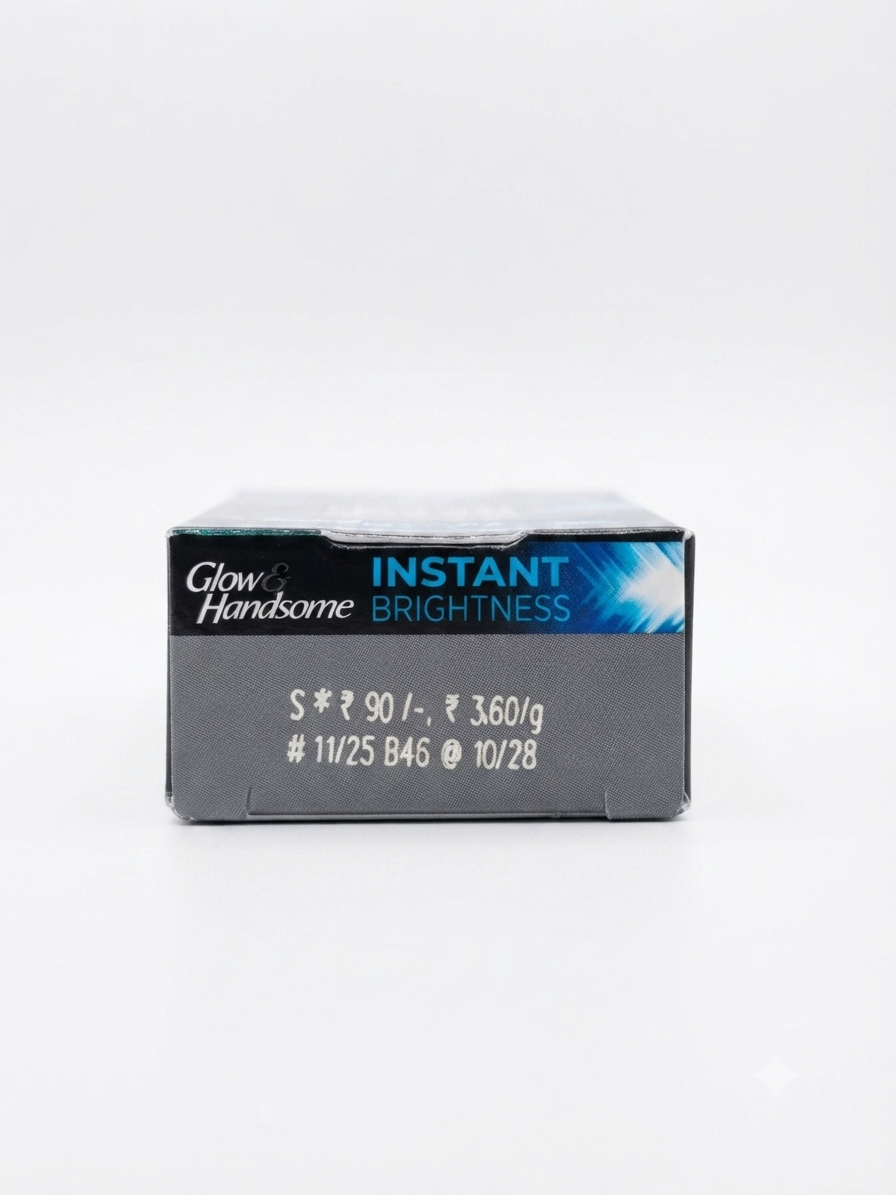 Glow & Handsome Instant Brightness Face Wash for Men, Rapid Action with Icy Cooling Freshness, Brightening & Refreshing Facial Cleanser, Enriched with Menthol & Vitamin C Derivative,
