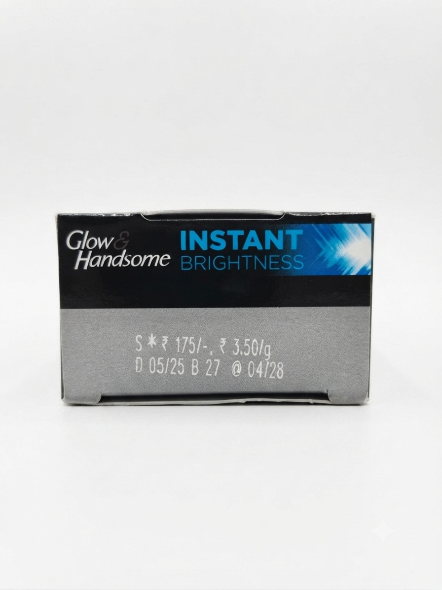 Glow & Handsome Instant Brightness Face Wash for Men, Rapid Action with Icy Cooling Freshness, Brightening & Refreshing Facial Cleanser, Enriched with Menthol & Vitamin C Derivative
