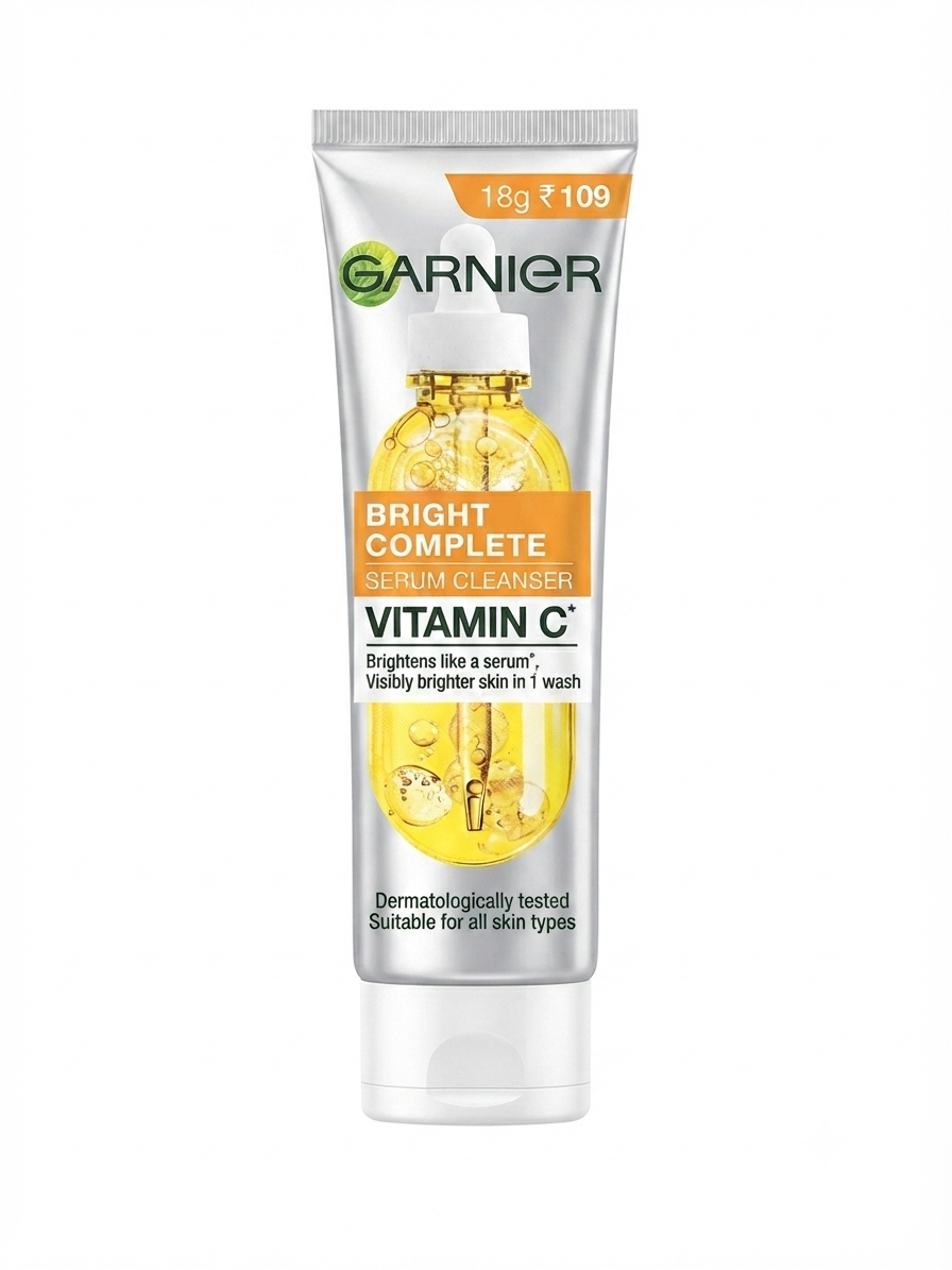 Garnier Bright Complete Vitamin C Serum Cleanser, Brightening Face Wash with Vitamin C & Serum Actives, Deep Cleansing, Non-Drying Formula, Suitable for All Skin Types