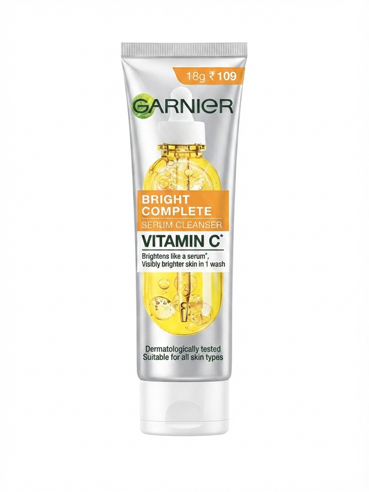 Garnier Bright Complete Vitamin C Serum Cleanser, Brightening Face Wash with Vitamin C & Serum Actives, Deep Cleansing, Non-Drying Formula, Suitable for All Skin Types