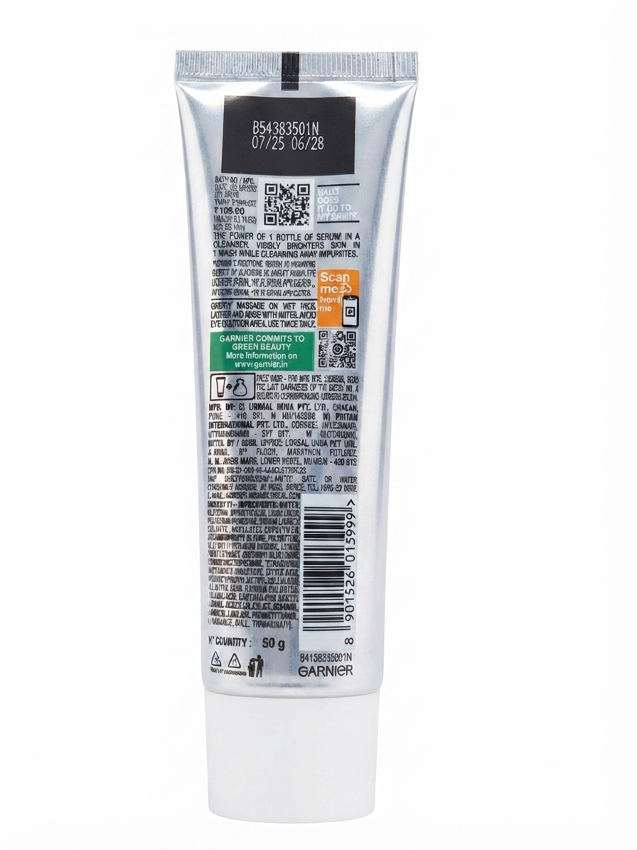 Garnier Bright Complete Vitamin C Serum Cleanser, Brightening Face Wash with Vitamin C & Serum Actives, Deep Cleansing, Non-Drying Formula, Suitable for All Skin Types