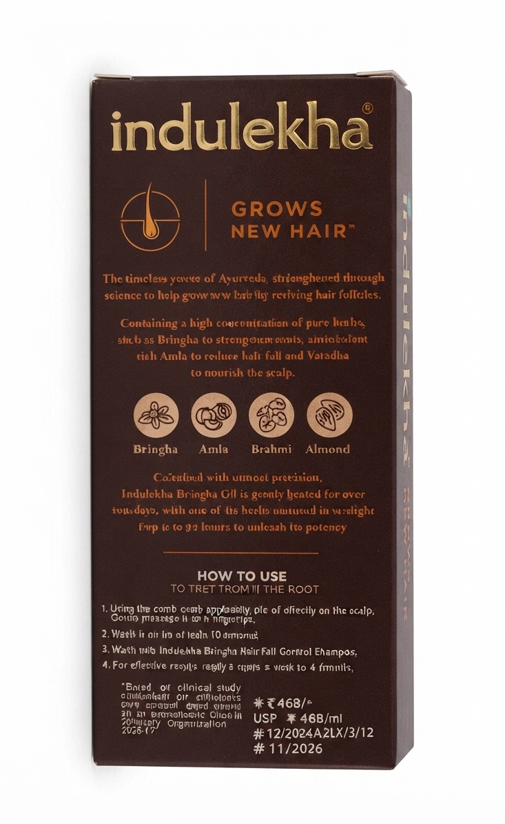 Indulekha Bringha Ayurvedic Hair Oil with Comb Applicator, Hair & Scalp Treatment, Helps Strengthen Hair Roots, Nourishes Scalp, Helps Reduce Hair Fall, 50ml