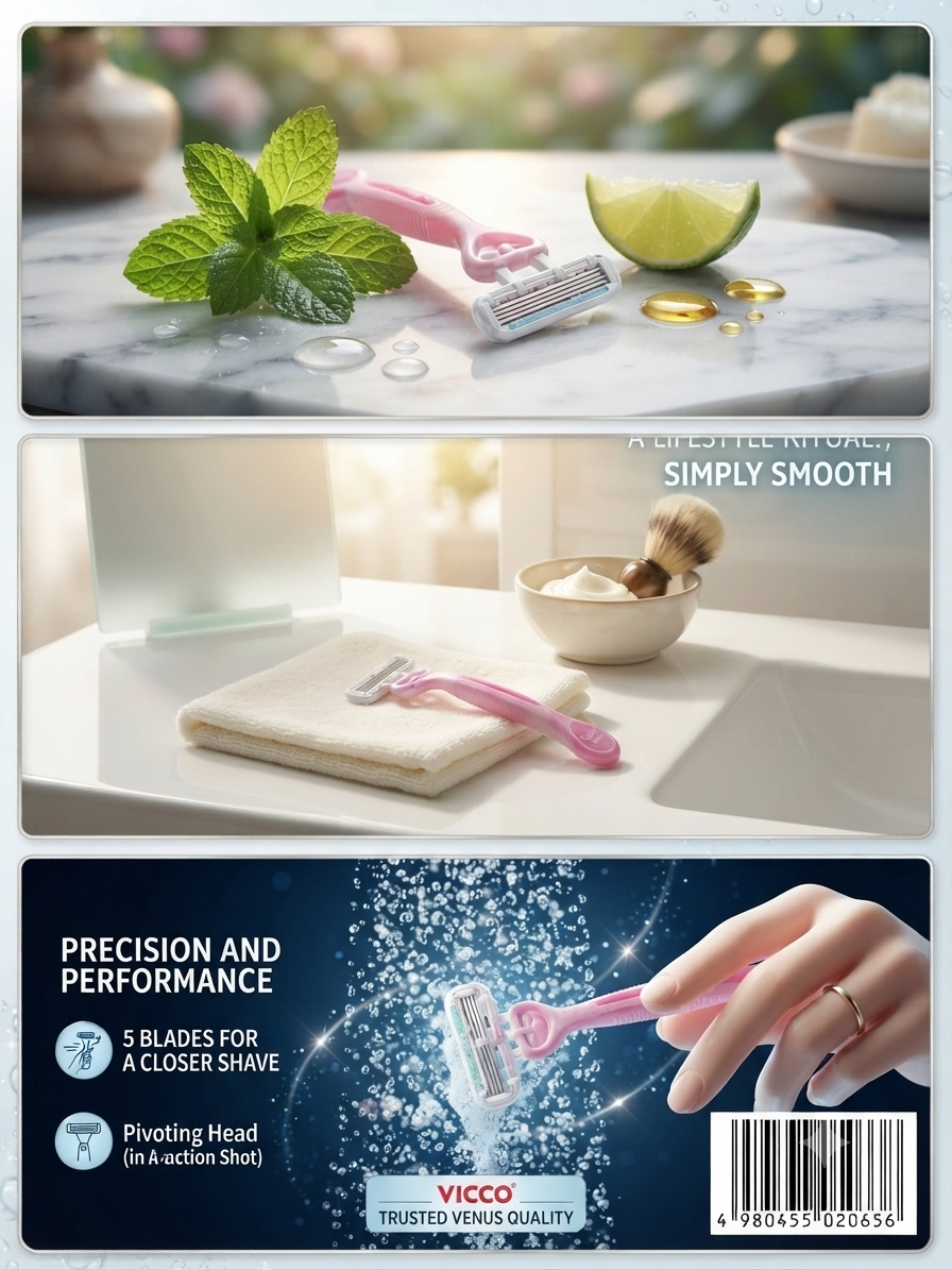 Gillette Venus 5 Disposable Razors for Women, 5-Blade Razor with Vitamin E Lubrication Strip, Pivoting Head, Comfort Grip Handle, Smooth Body Shaving, Pack of 5