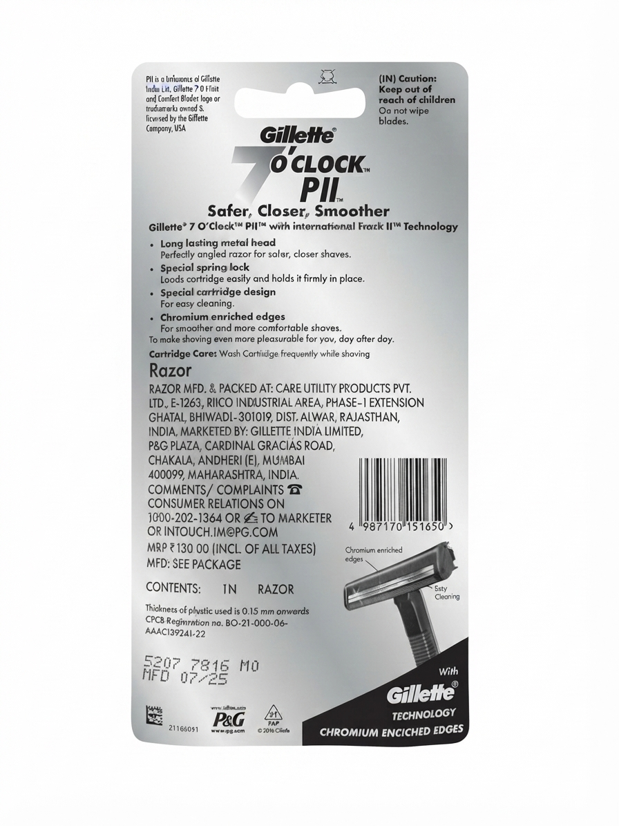 Gillette 2-Blade Razor for Men, Twin Blade Shaving System with Chromium Enriched Edges, Ergonomic Handle & Pivoting Head, Smooth Comfortable Shave