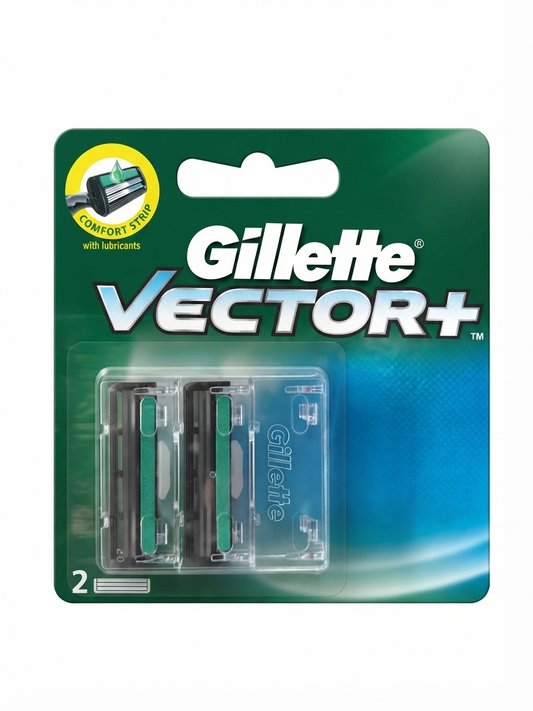 Gillette Vector+ Razor Refill Cartridges for Men, 2 Twin-Blade Replacement Cartridges with Adaptive Pivot Head & Lubrastrip, Compatible with Vector+ Handle