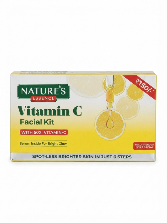 Nature’s Essence Vitamin C Facial Kit for Face, 6-Step Skin Care Kit with Vitamin C, Lemon & Orange Extracts, Cleanser, Scrub, Cream & Serum for Bright, Radiant-Looking Skin