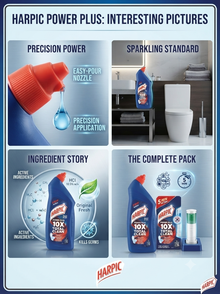 Harpic Power Plus 10X Total Clean Toilet Cleaner Liquid, Original Fresh Fragrance, Fast-Acting Toilet Bowl Cleaner for Deep Cleaning & Freshness