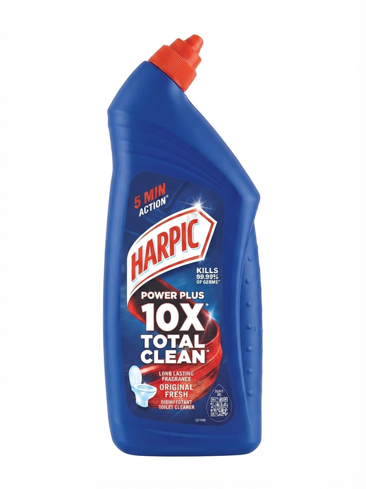 Harpic Power Plus 10X Total Clean Toilet Cleaner Liquid, Original Fresh Fragrance, Fast-Acting Toilet Bowl Cleaner for Deep Cleaning & Freshness