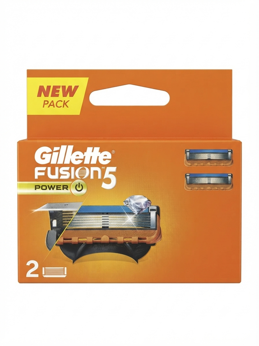 Gillette Fusion5 Power Razor for Men, 5-Blade Power Shaving System with Lubrastrip, Precision Trimmer, Ergonomic Power Handle, 1 Razor + 2 Cartridges