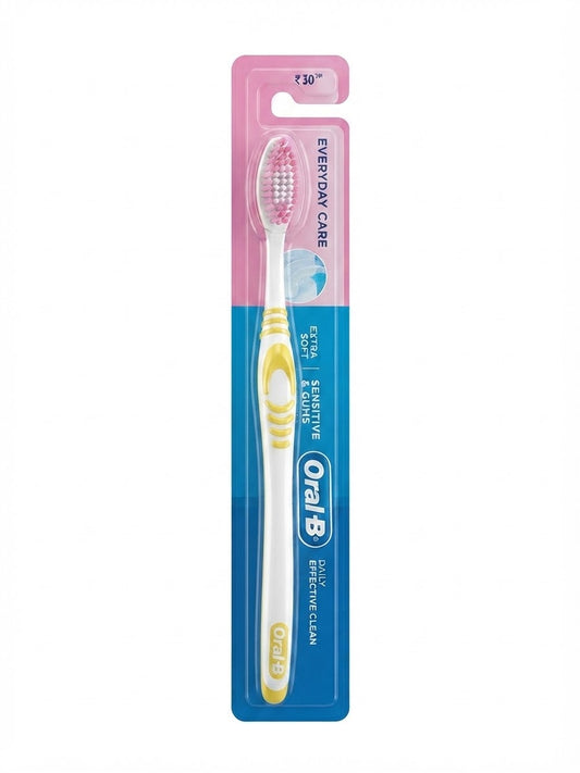 Oral-B Everyday Care Manual Toothbrush for Sensitive Teeth & Gums, Extra Soft Bristles, Rounded Tips, Comfortable Non-Slip Grip, Gentle Daily Cleaning