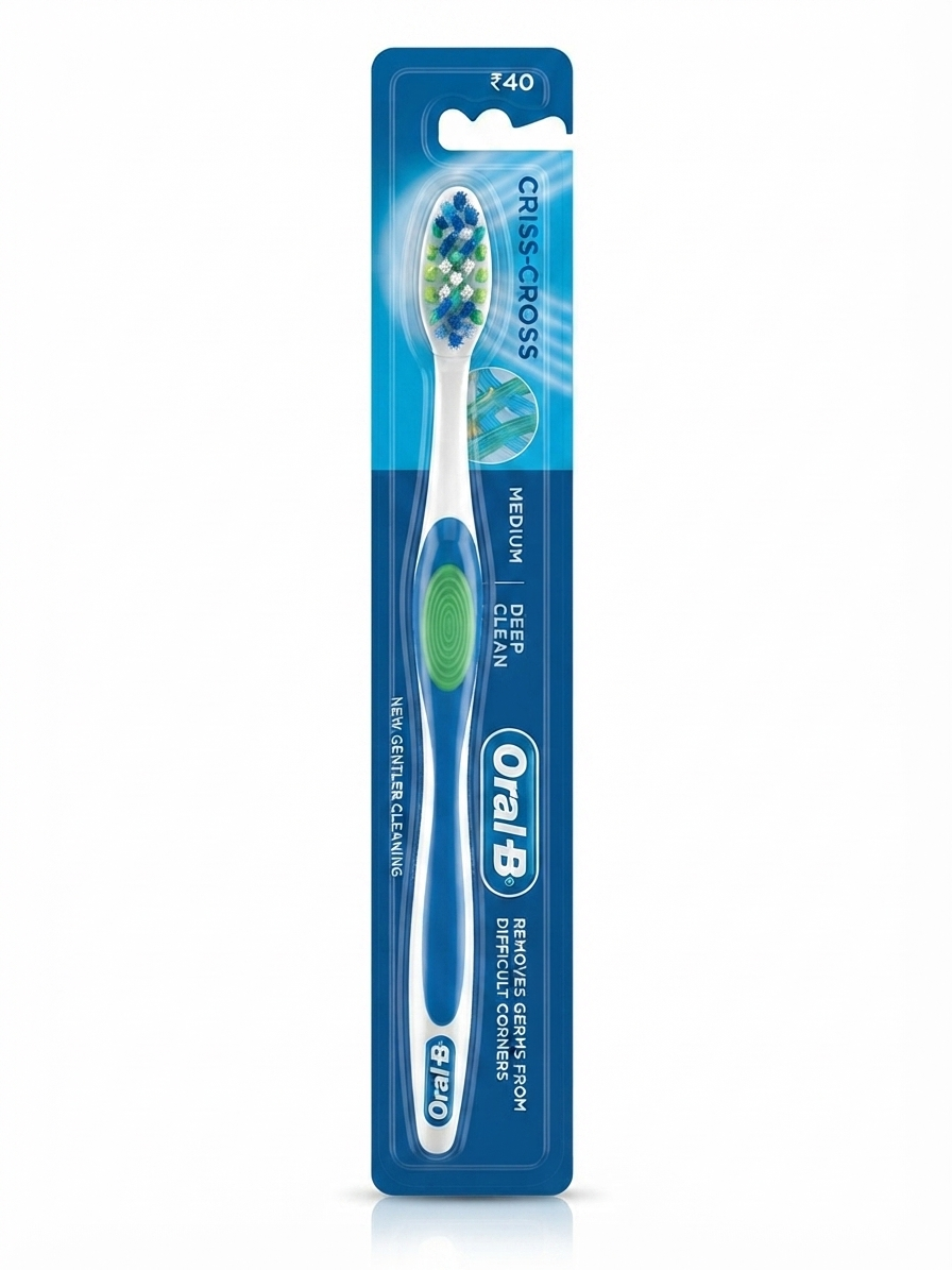 Oral-B Criss-Cross Deep Clean Manual Toothbrush, Medium Bristles, Criss-Cross Bristles for Plaque Removal, Power Tip Bristles, Multi-Level Bristles, Ergonomic Non-Slip Handle