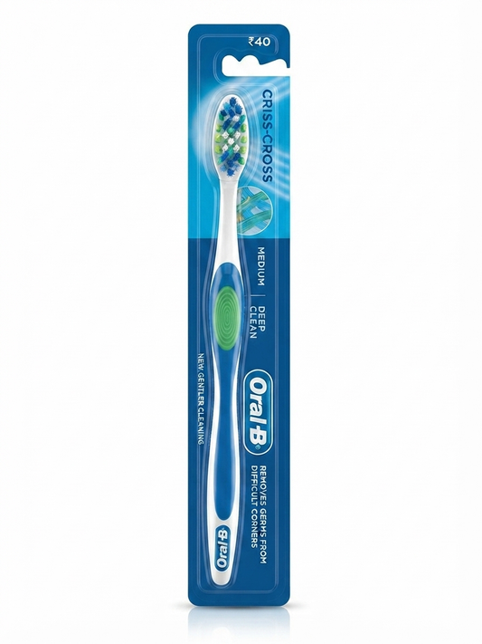 Oral-B Criss-Cross Deep Clean Manual Toothbrush, Medium Bristles, Criss-Cross Bristles for Plaque Removal, Power Tip Bristles, Multi-Level Bristles, Ergonomic Non-Slip Handle