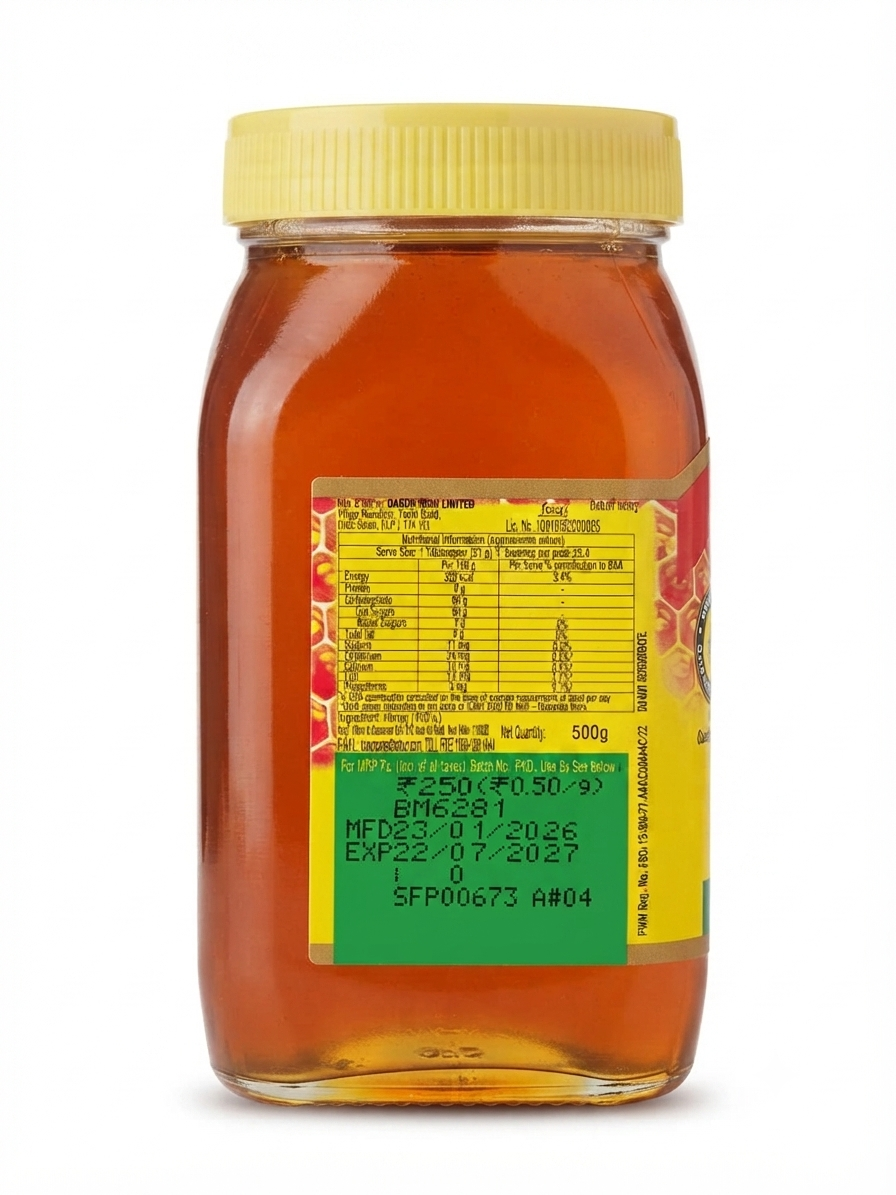 Dabur Honey – 100% Pure Honey, Natural Sweetener, Rich Taste, Vegetarian, Glass Jar, Classic Honey for Daily Use