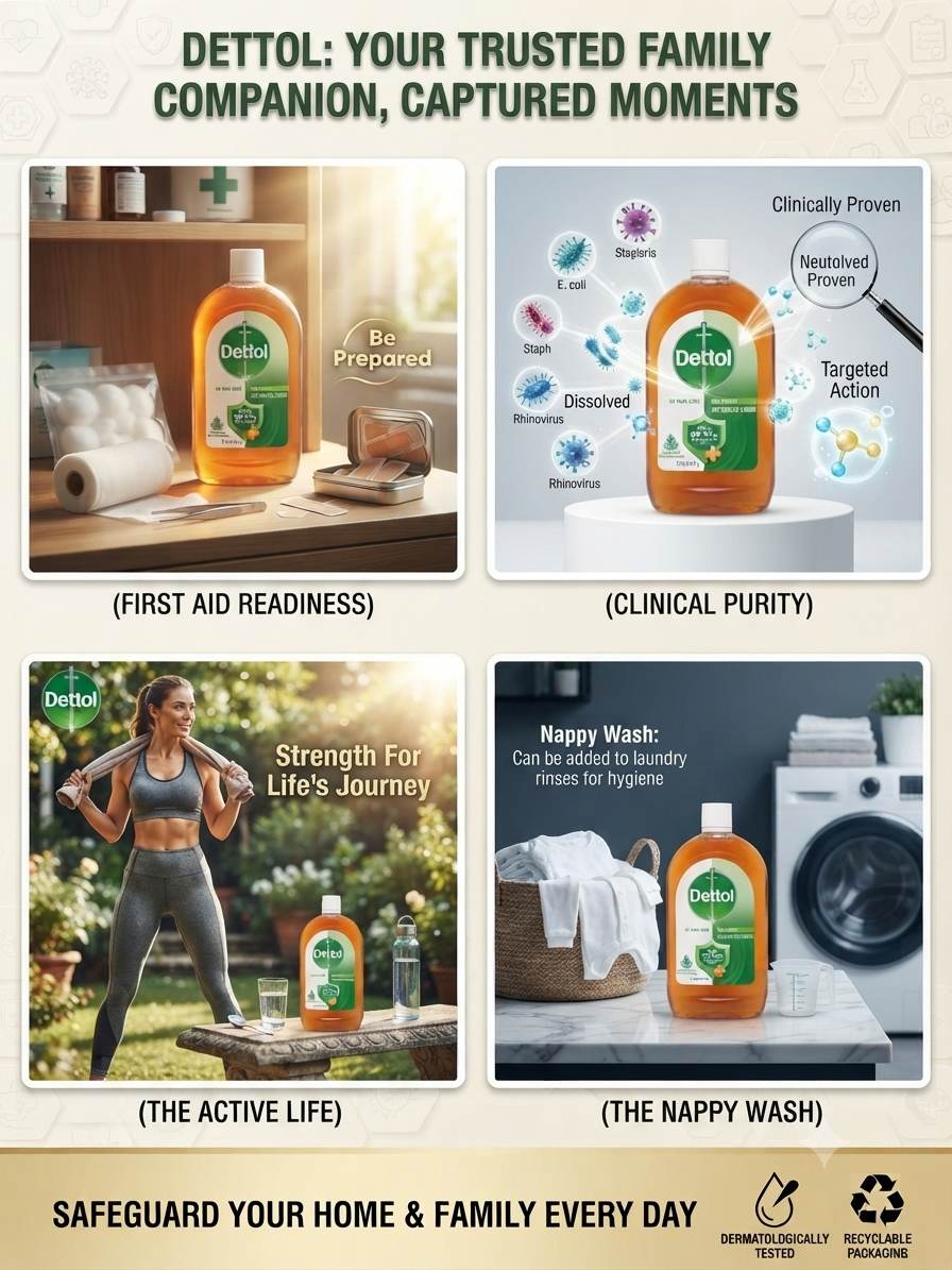 Dettol Antiseptic Liquid Germ Defence, Multipurpose Antiseptic Disinfectant for Personal Hygiene, Wound Care & Surface Cleaning, Family Hygiene Liquid
