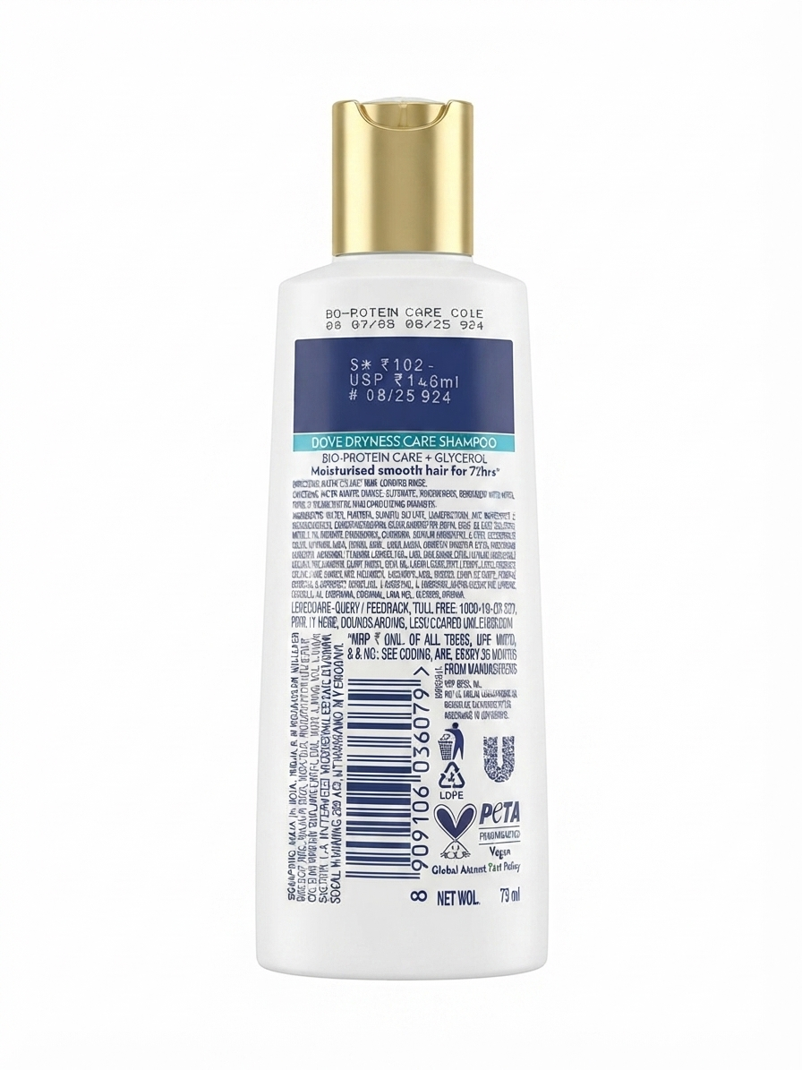 Dove Damage Therapy Dryness Care Shampoo, Bio-Protein Care, Moisturizing Shampoo for Dry & Damaged Hair, Helps Smooth & Nourish Hair, 75 ml
