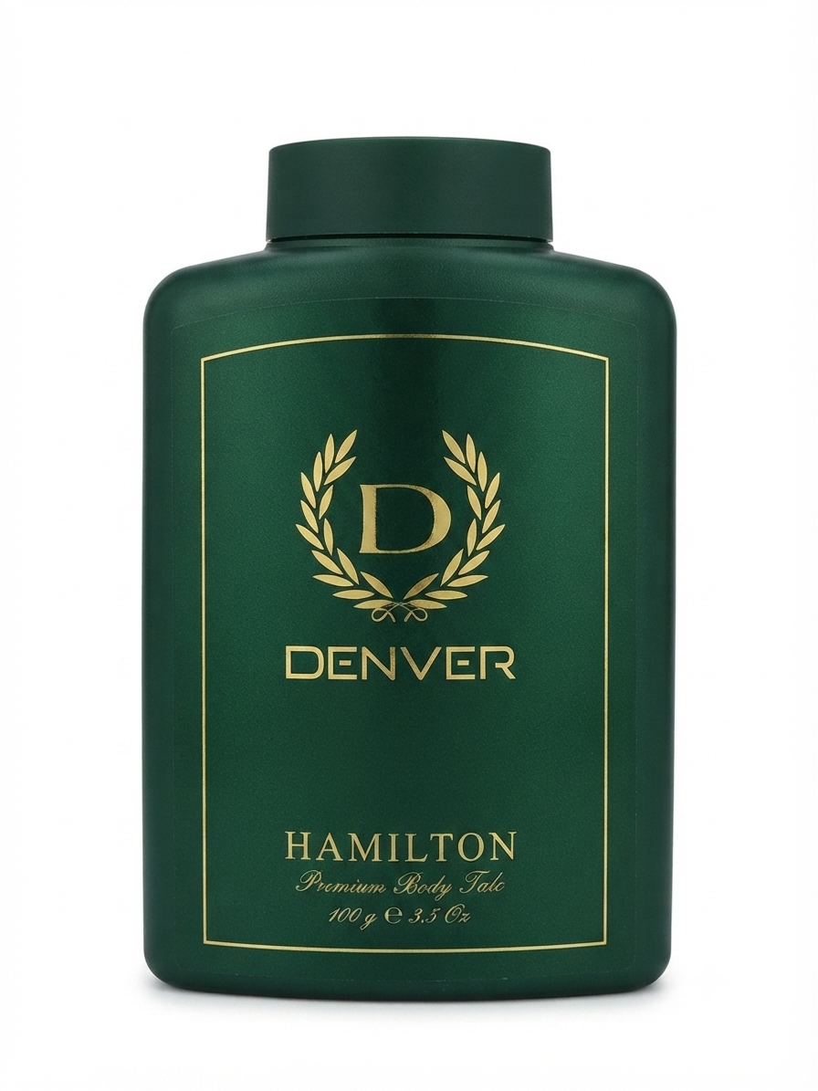 Denver Hamilton Premium Body Talc, Fragranced Talcum Powder for Men, Long-Lasting Freshness, Odor Control, Fine Silky Texture, 100g