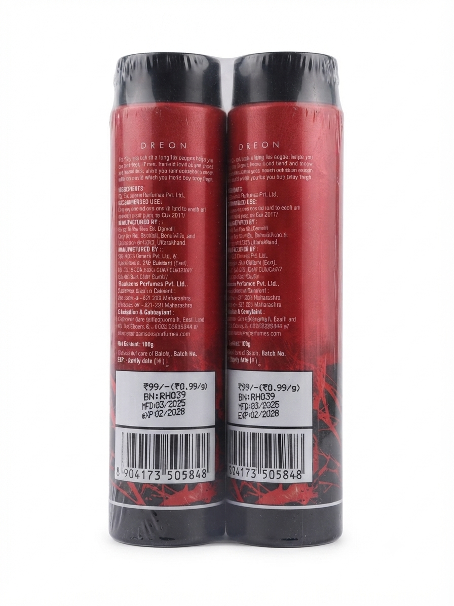 Ramsons Red ZX Deotalc Powder, Deodorant Talc for Men, Long-Lasting Fragrance & Odor Protection, Twin Pack 2 × 100g