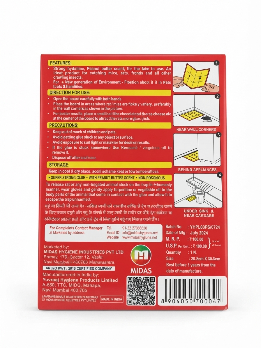 LAXMAN REKHAA Mouse & Rat Glue Traps, Strong Sticky Glue Boards with Peanut Butter Scent, Ready-to-Use Non-Poisonous Pest Trap for Mice, Rats, Cockroaches & Lizards, Home & Office Pest Control