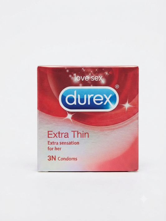 Durex Extra Dots Condoms, 3 Count Pack, Dotted Textured Condoms for Enhanced Stimulation, Lubricated Latex Condoms