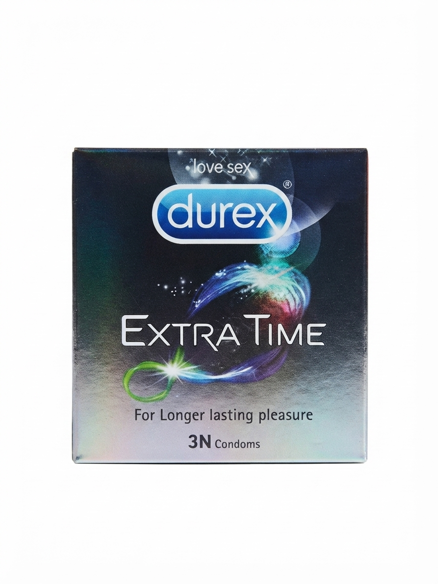 Durex Extra Dots Condoms, 3 Count Pack, Dotted Textured Condoms for Enhanced Stimulation, Lubricated Latex Condoms