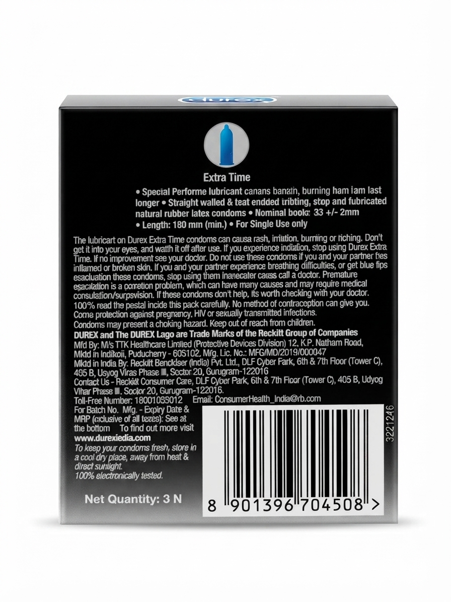 Durex Extra Dots Condoms, 3 Count Pack, Dotted Textured Condoms for Enhanced Stimulation, Lubricated Latex Condoms