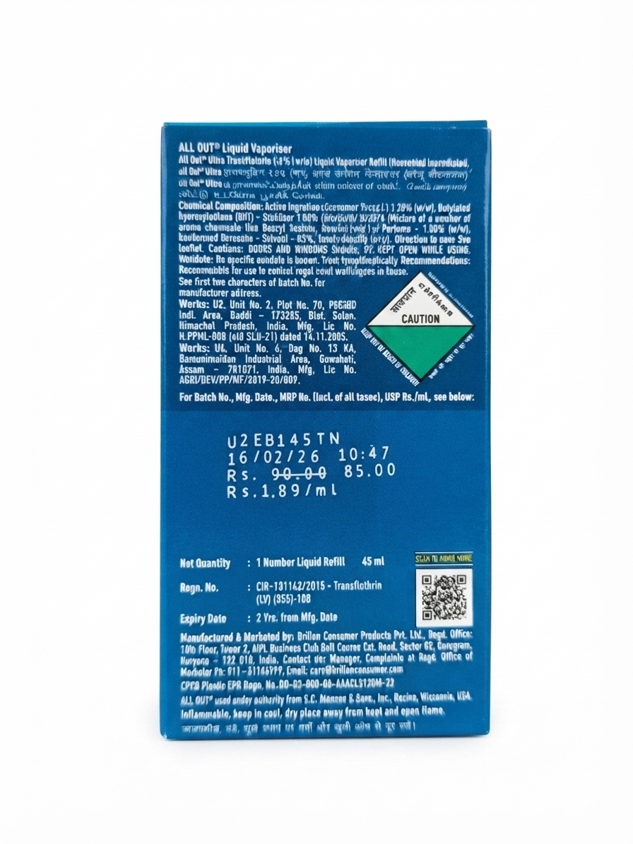 All Out Ultra Liquid Mosquito Repellent Refill, Fast Action Formula, Universal Refill for All-Out Liquid Machines, Easy Plug-In Mosquito Protection for Home