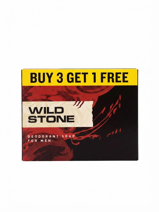 Wild Stone Deodorant Soap Bar for Men, Signature Masculine Fragrance, Deep Cleansing & Odour Protection, Woody Spicy Scent, 4 Bar Pack