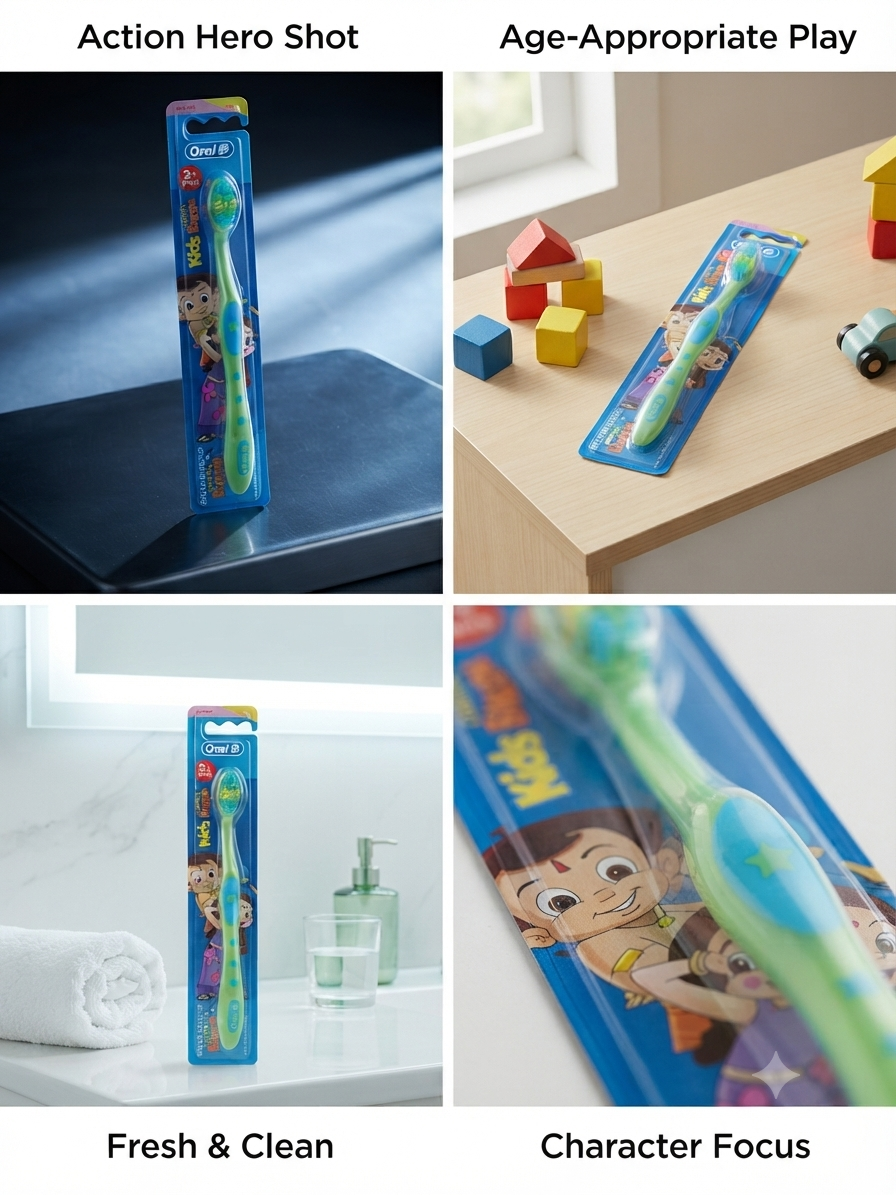 Oral-B Chhota Bheem Kids Toothbrush, Soft Bristles, Gentle Toothbrush for Toddlers & Kids 2+ Years, Non-Slip Ergonomic Handle, Fun Character Design