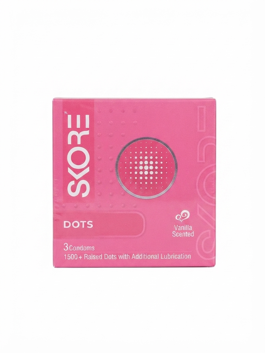 SKORE Not Out 3N Condoms, 3 Count | Climax Delay Condoms with Additional Lubrication | 1500+ Raised Dots for Stimulation | Natural Rubber Latex | ISO 4074 Compliant