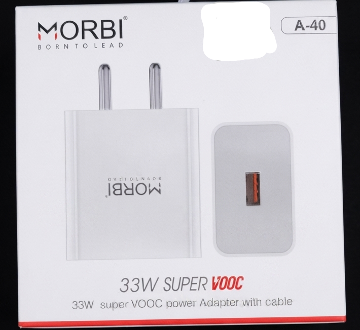 MORBI 33W Super VOOC Fast Charger Adapter with USB Cable, A-40 Charging Kit, USB-A Power Adapter, Fast Charging Compatible with Supported Devices