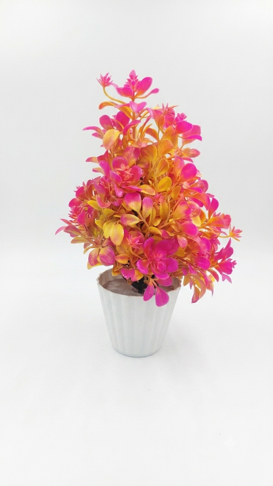 Product: Artificial Decorative Flower Plant with Pot – Pink & Yellow, Approx. 20 cm