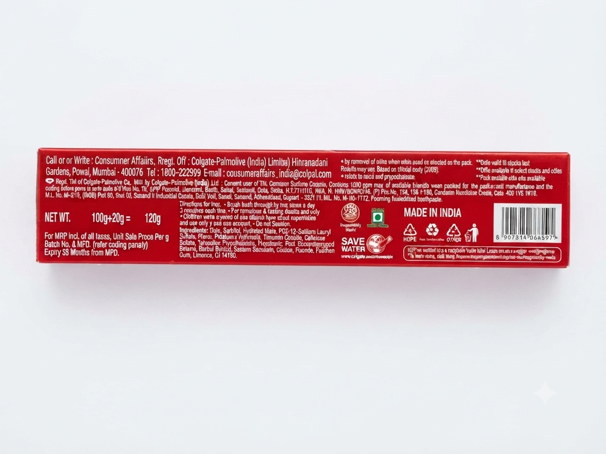 Colgate Visible White Daily Whitening Toothpaste, 20% More Product, Whitening Accelerators, Starts Whitening in 1 Week, Enamel Safe Formula for Daily Use, 120g
