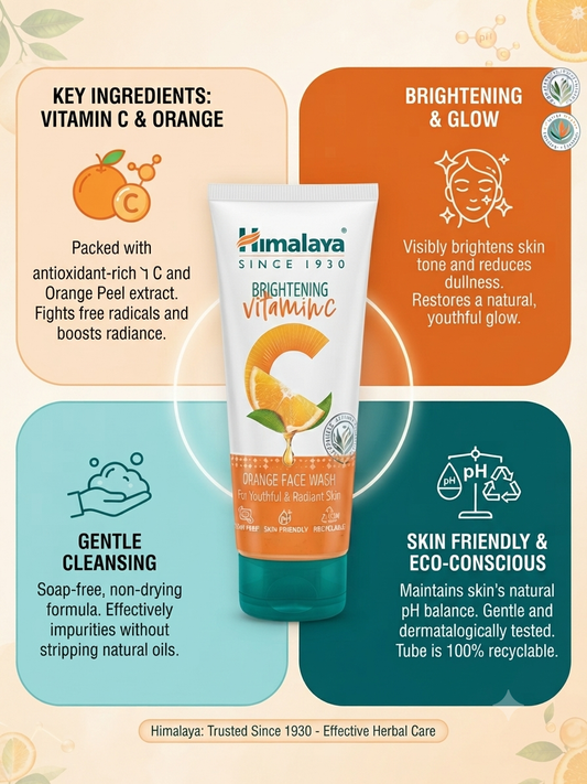 Himalaya Tan Removal Face Wash is an orange-themed facial cleanser featuring Peel and Honey.