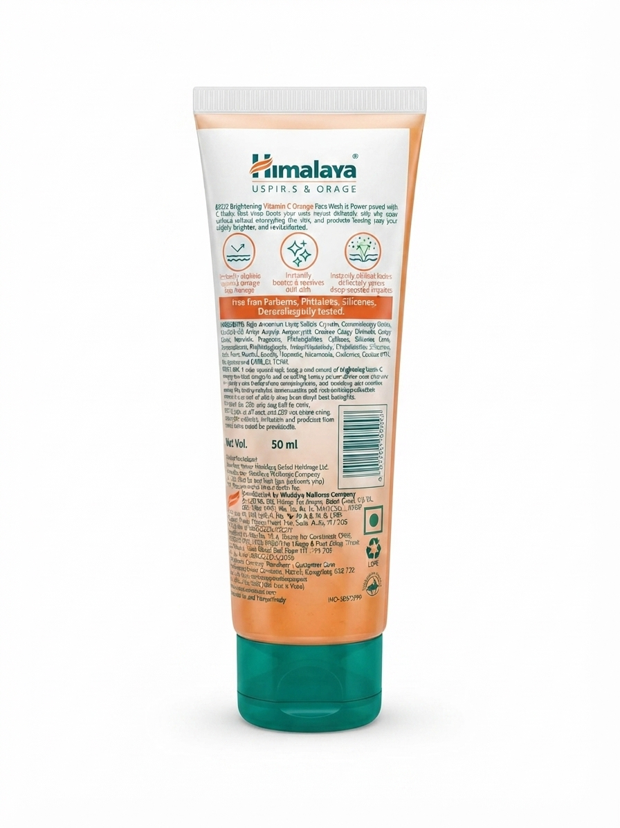 Himalaya Tan Removal Face Wash is an orange-themed facial cleanser featuring Peel and Honey.