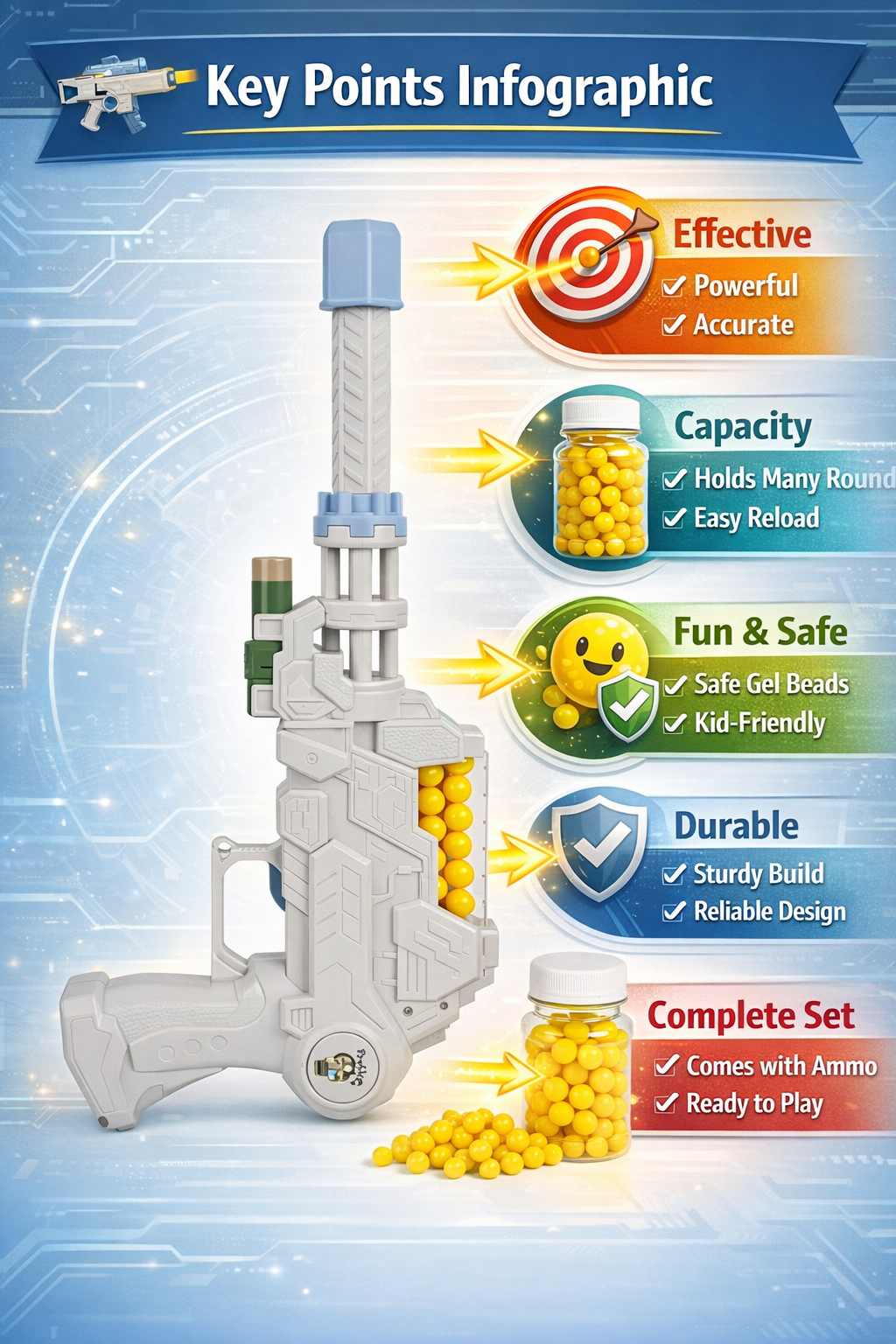 oy Gun with Refillable Bottle, Outdoor Shooting Game Toy