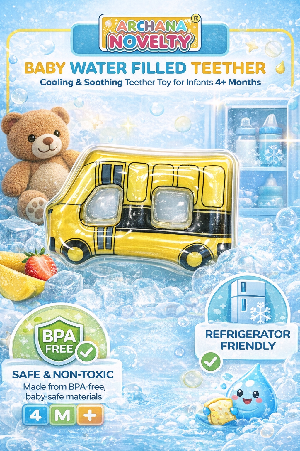 | BPA-Free Baby Teething Toy | Infant Gum Relief Toy (Multicolor)