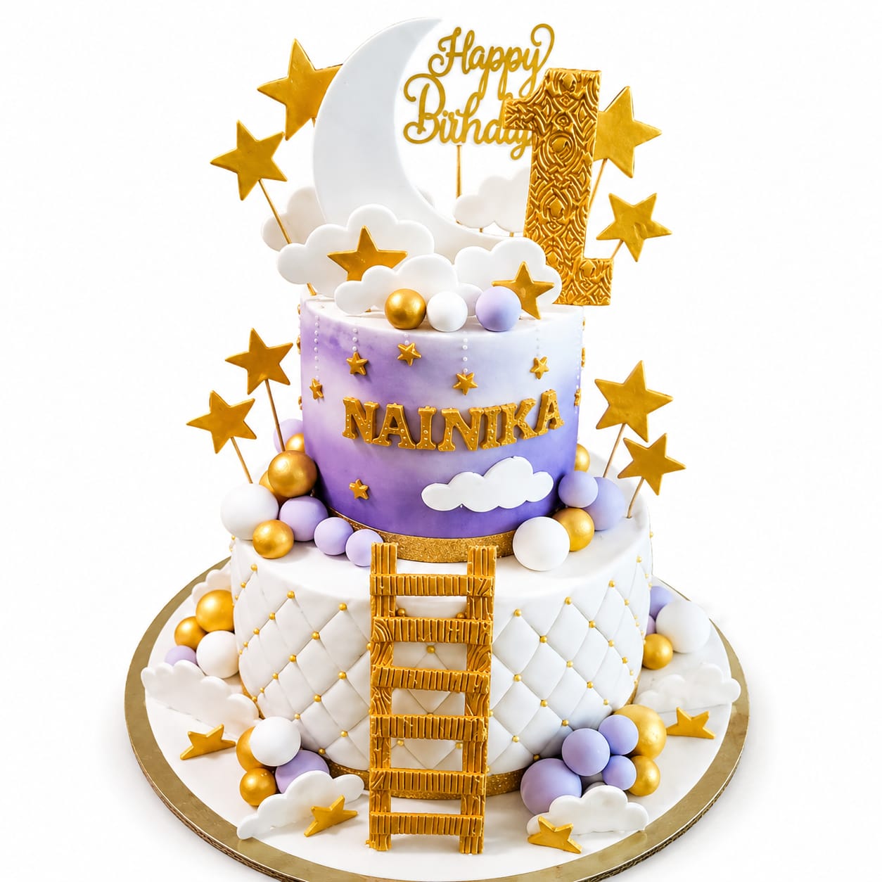 Freshly Baked 1.5 KG Teddy Bear First Birthday Cake | Personalized Name Fresh Cream & Fondant Cake | Custom Flavors (Vanilla, Chocolate, Butterscotch, Black Forest, Pineapple) | Serves 15–20 People