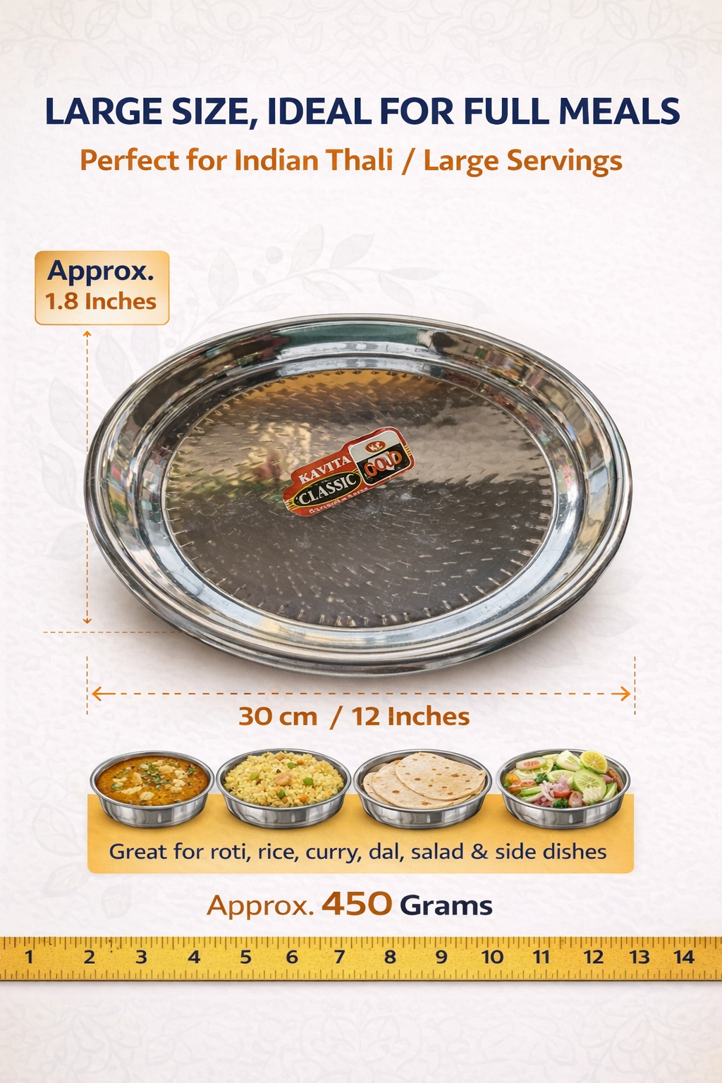 Heavy Duty, Rust-Proof & Durable Dinner Plate | Multipurpose Serving Plate for Home & Kitchen