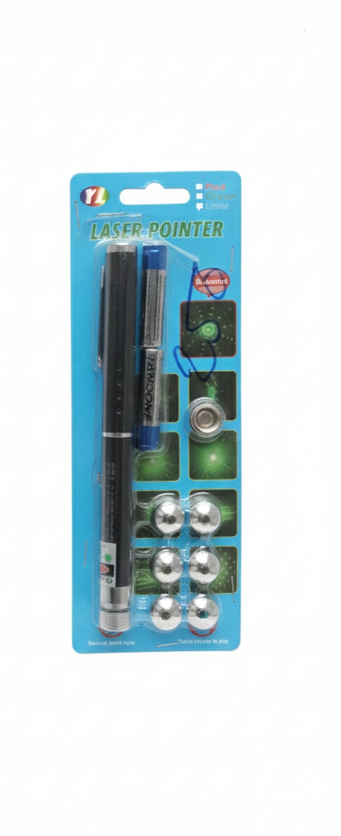 Laser Pointer Pen with 5 Star Caps | Red & Green Laser Light | Long Range Beam Pointer