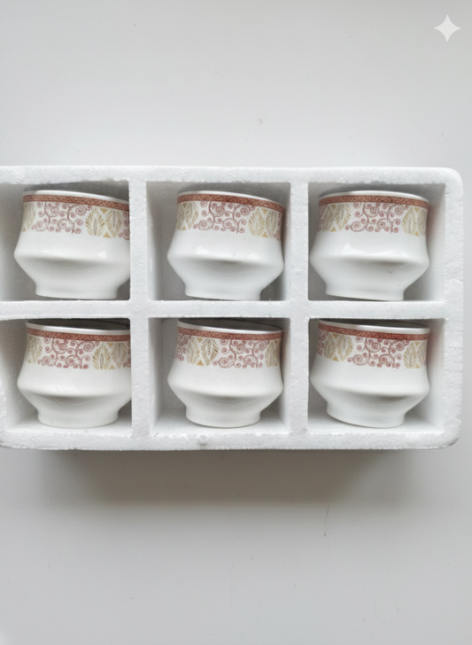 Ceramic Tea Cup Set of 6, Designer Printed Tea Cups for Home & Office