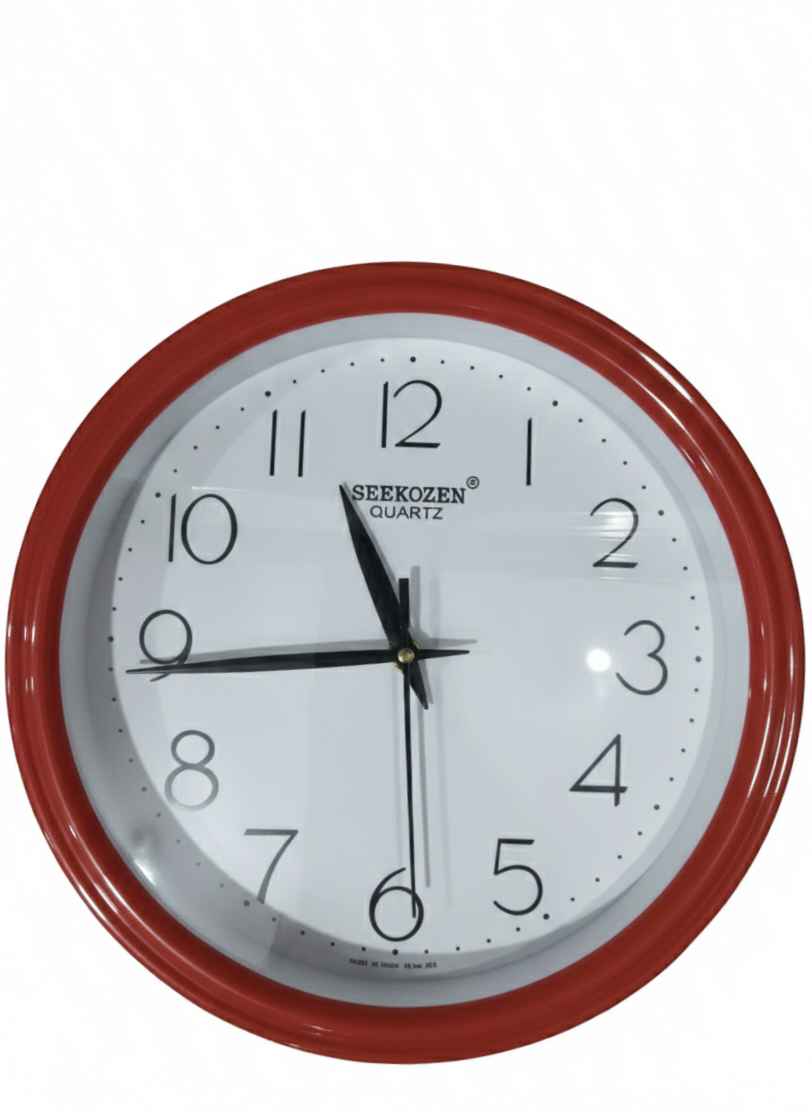 Modern Red Round Wall Clock with Silent Quartz Movement | Large Clear Numerals | Decorative Wall Clock for Living Room, Bedroom, Kitchen & Office