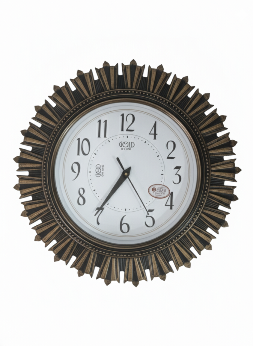 Luxury Sunburst Wall Clock 18 Inch with Large Numerals | Silent Quartz Movement