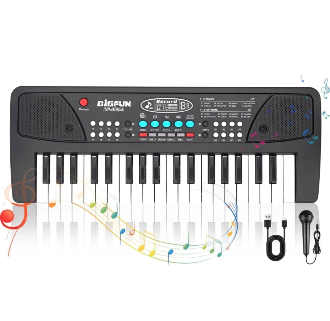 37 Key Electronic Keyboard Piano for Kids – Large Key Music Keyboard with Recording, Demo Songs & Learning Mode, Portable Musical Toy Piano for Beginners Boys & Girls