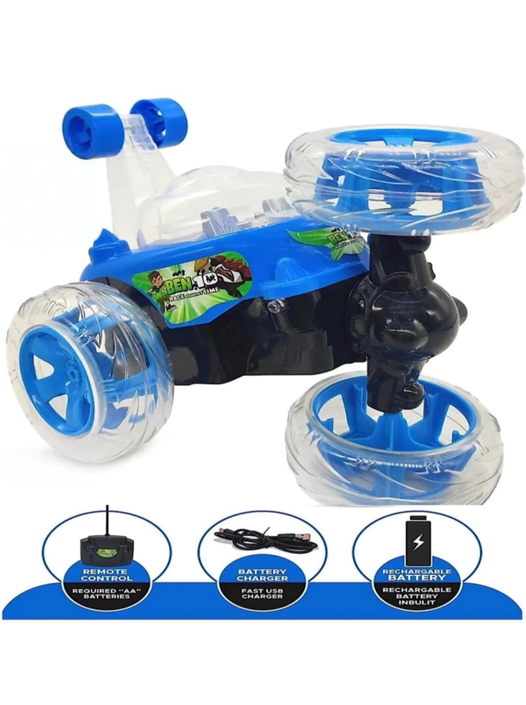 Remote Control Stunt Car for Kids, 360° Rotating RC Car with LED Lights,