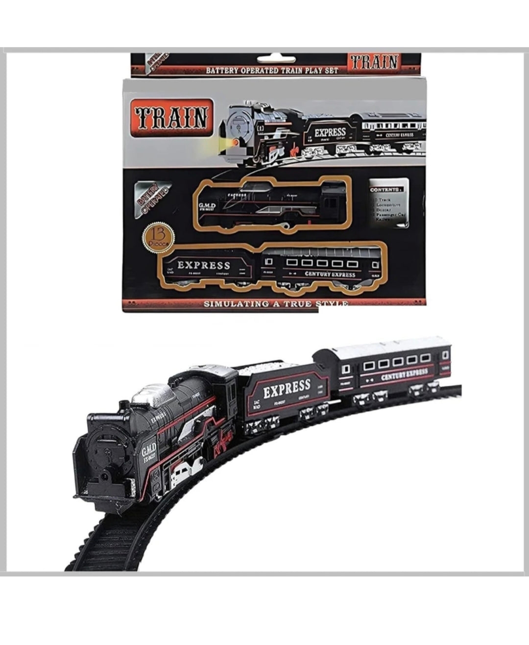 Electric Toy Train Set for Kids with Track | Battery Operated Express Train with Light & Sound