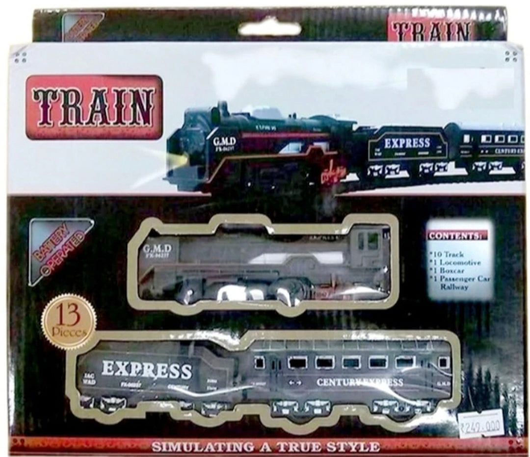 Electric Toy Train Set for Kids with Track | Battery Operated Express Train with Light & Sound