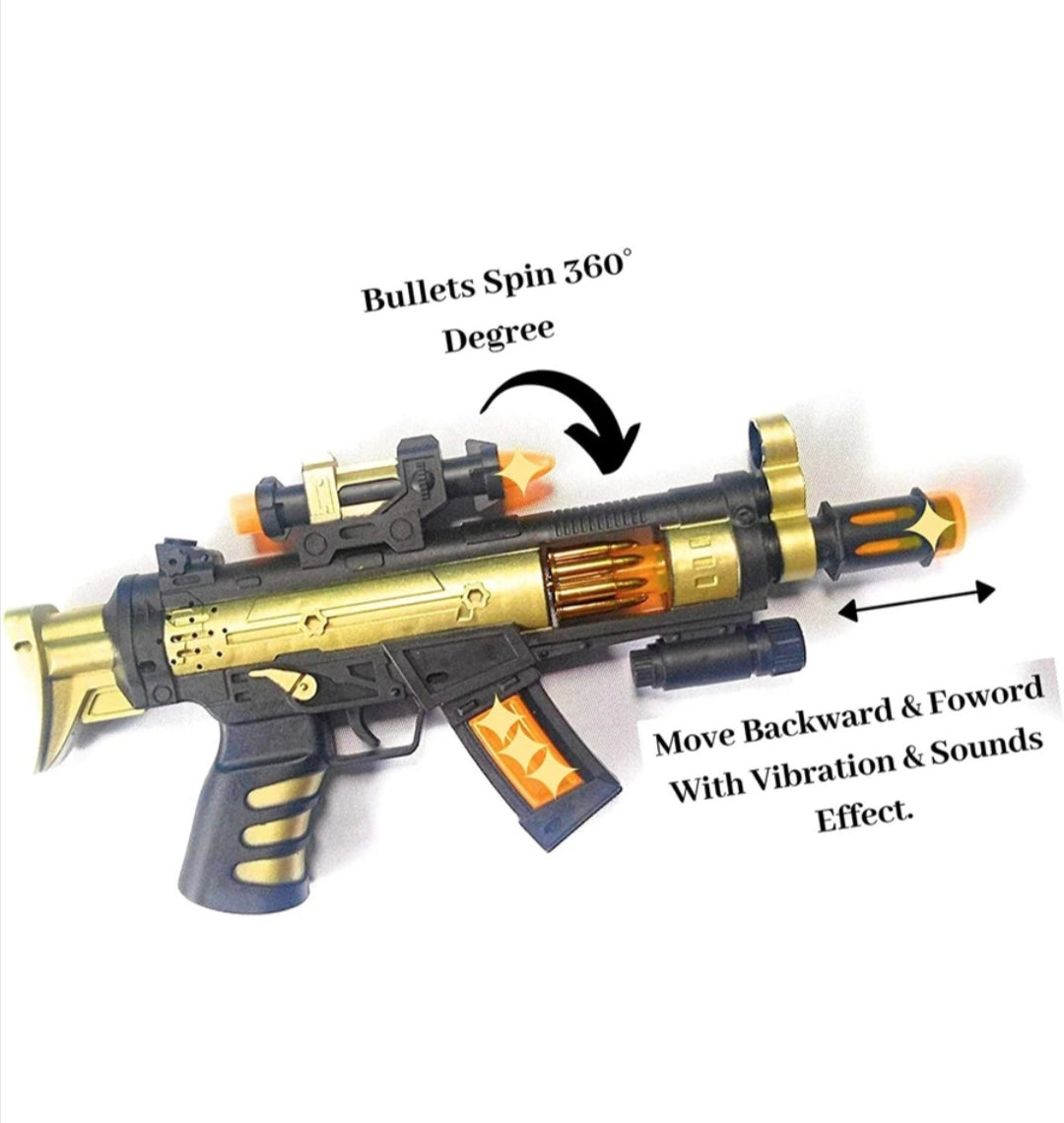 Electric Toy Gun with Light & Sound | 360° Rotating Bullet Effect Toy Blaster