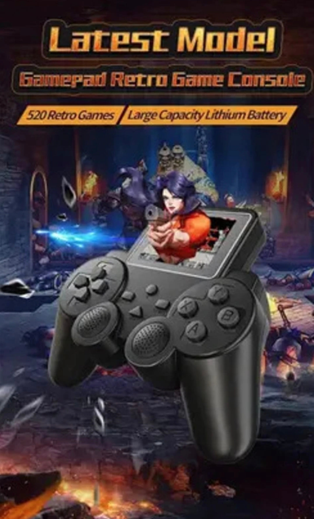 S10 Handheld Game Console with 520 Built-in Games | Portable Gaming Controller with Screen