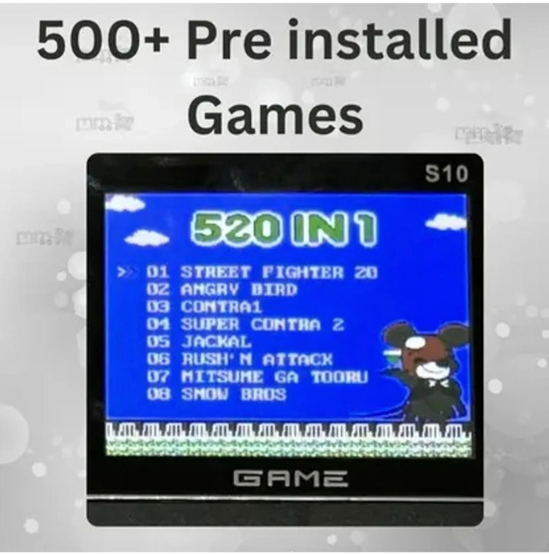 S10 Handheld Game Console with 520 Built-in Games | Portable Gaming Controller with Screen