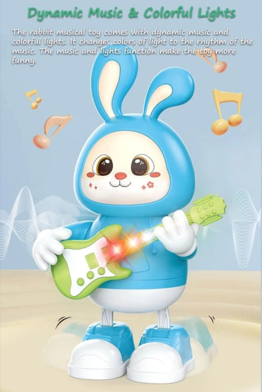 Musical Rabbit Toy with Guitar for Kids, Dancing Bunny Toy with Light & Sound, Battery Operated Cute Animal Toy for Boys & Girls (Ages 3+)